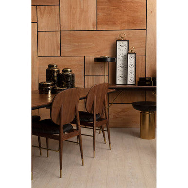 Kenso Dining Chair | Black Leather and Walnut Wood Dining Chair