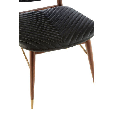 Kenso Dining Chair | Black Leather and Walnut Wood Dining Chair