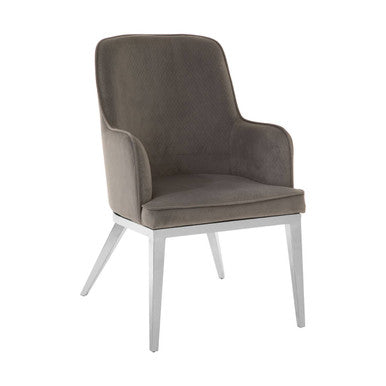 Eliza Dining Chair | Grey Velvet Dining Chair with Silver Finish Legs