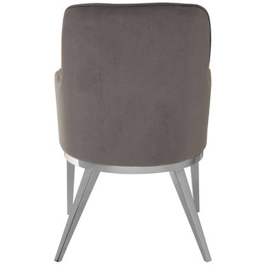 Eliza Dining Chair | Grey Velvet Dining Chair with Silver Finish Legs