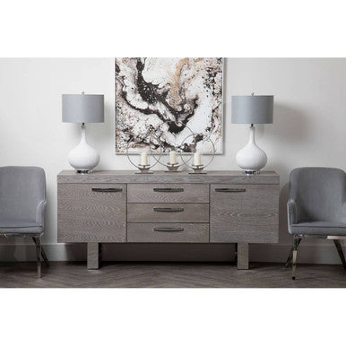 Eliza Dining Chair | Grey Velvet Dining Chair with Silver Finish Legs