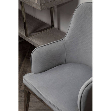 Eliza Dining Chair | Grey Velvet Dining Chair with Silver Finish Legs