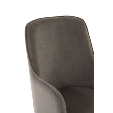 Eliza Dining Chair | Grey Velvet Dining Chair with Silver Finish Legs