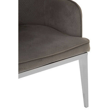 Eliza Dining Chair | Grey Velvet Dining Chair with Silver Finish Legs