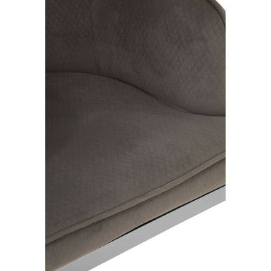 Eliza Dining Chair | Grey Velvet Dining Chair with Silver Finish Legs