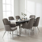 Eliza Dining Chair | Grey Velvet Dining Chair with Silver Finish Legs