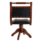 Inca Swivel Chair | Black Leather and Teak Wood Swivel Chair