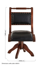 Inca Swivel Chair | Black Leather and Teak Wood Swivel Chair