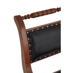 Inca Swivel Chair | Black Leather and Teak Wood Swivel Chair