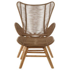 Sisal Lounge Chair & Footstool | Latte Woven Rope Lounge Chair and Footstool Set