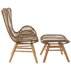 Sisal Lounge Chair & Footstool | Latte Woven Rope Lounge Chair and Footstool Set