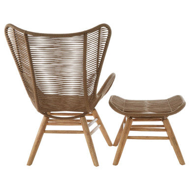 Sisal Lounge Chair & Footstool | Latte Woven Rope Lounge Chair and Footstool Set