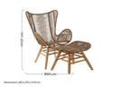 Sisal Lounge Chair & Footstool | Latte Woven Rope Lounge Chair and Footstool Set