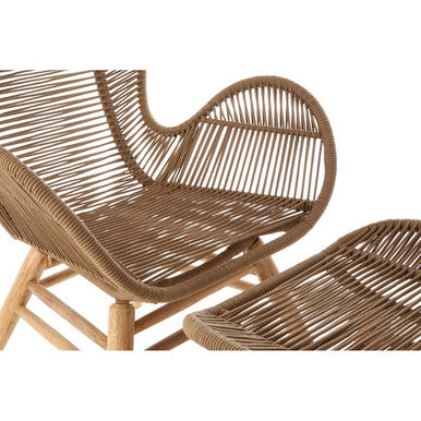 Sisal Lounge Chair & Footstool | Latte Woven Rope Lounge Chair and Footstool Set