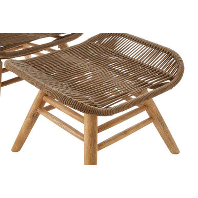 Sisal Lounge Chair & Footstool | Latte Woven Rope Lounge Chair and Footstool Set