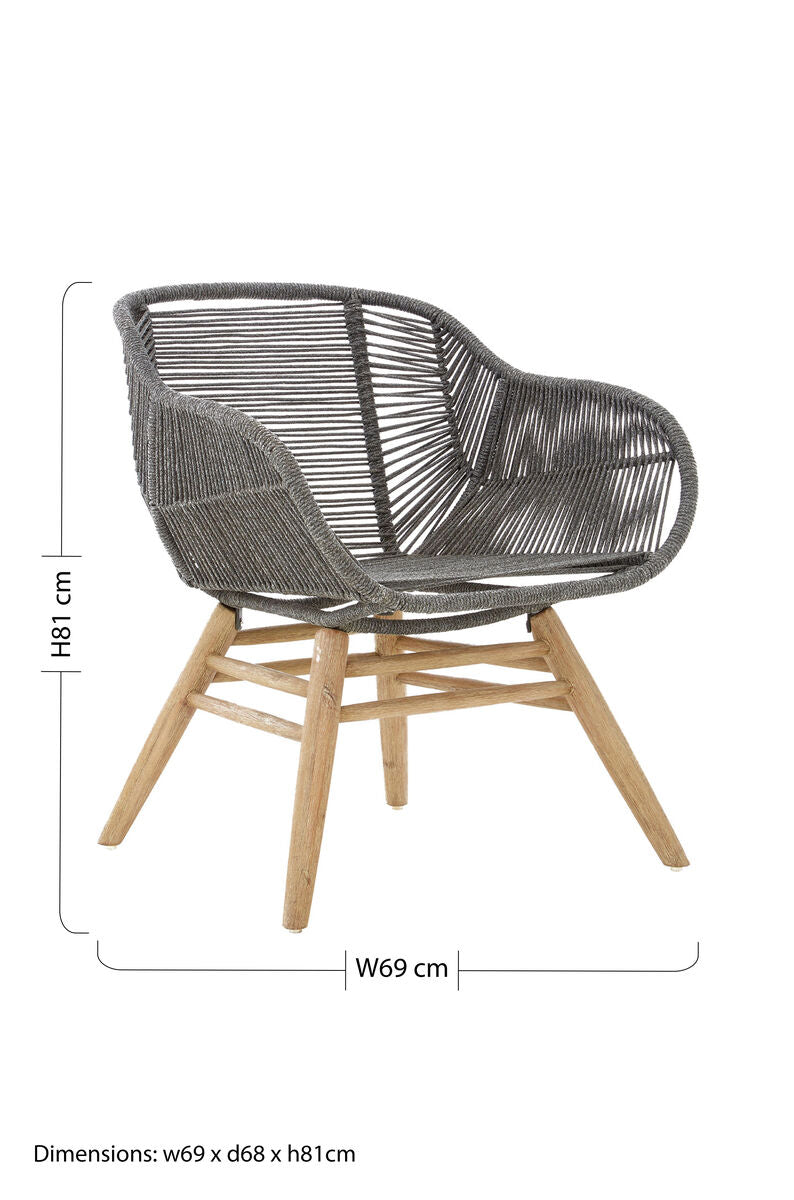 Sisal Armchair | Grey Rope Woven Armchair