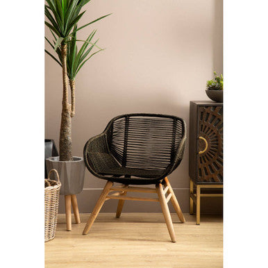 Sisal Armchair | Black Rope Woven Armchair