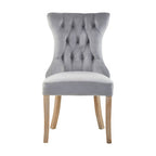 Kensington Townhouse Dining Chair | Grey Velvet Button Tufted Dining Chair