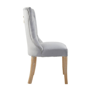 Kensington Townhouse Dining Chair | Grey Velvet Button Tufted Dining Chair