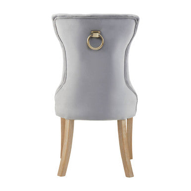 Kensington Townhouse Dining Chair | Grey Velvet Button Tufted Dining Chair