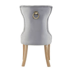 Kensington Townhouse Dining Chair | Grey Velvet Button Tufted Dining Chair