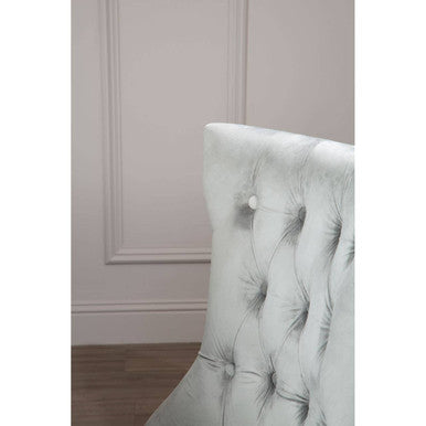 Kensington Townhouse Dining Chair | Grey Velvet Button Tufted Dining Chair