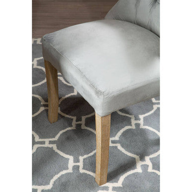 Kensington Townhouse Dining Chair | Grey Velvet Button Tufted Dining Chair