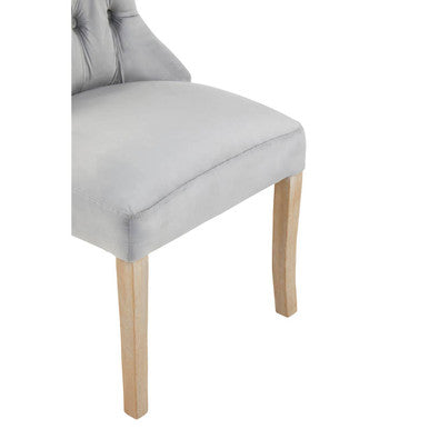 Kensington Townhouse Dining Chair | Grey Velvet Button Tufted Dining Chair
