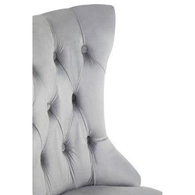 Kensington Townhouse Dining Chair | Grey Velvet Button Tufted Dining Chair
