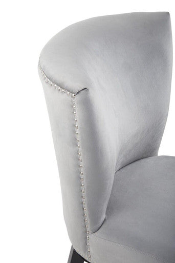 Kensington Townhouse Grey Velvet Wing Back Dining Chair