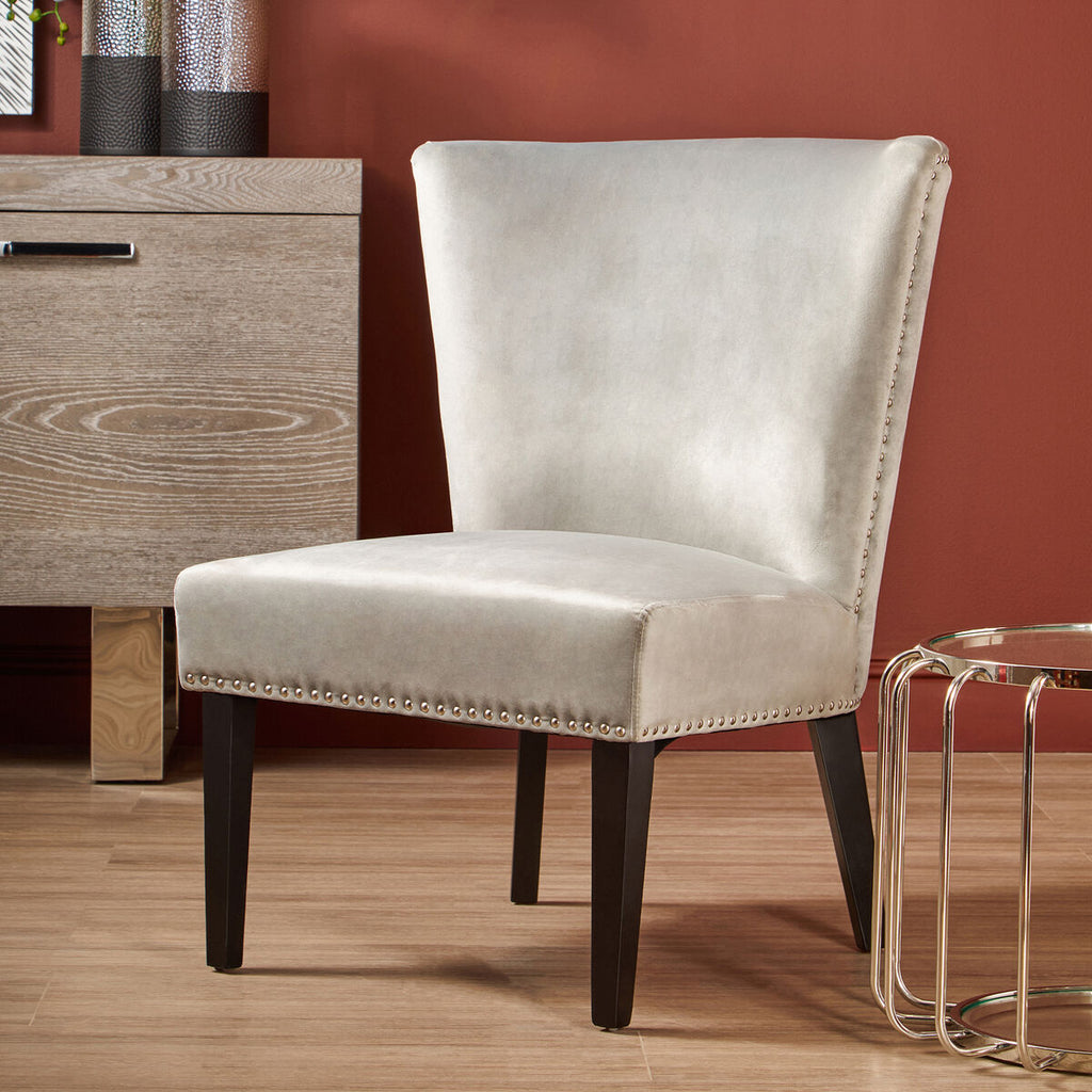 Kensington Townhouse Grey Velvet Wing Back Dining Chair