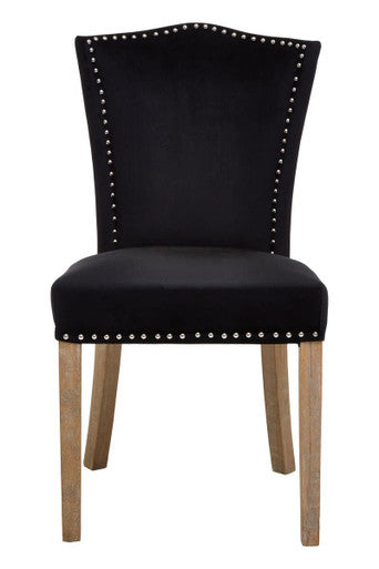 Kensington Townhouse Dining Chair | Black Velvet Curved Back Dining Chair