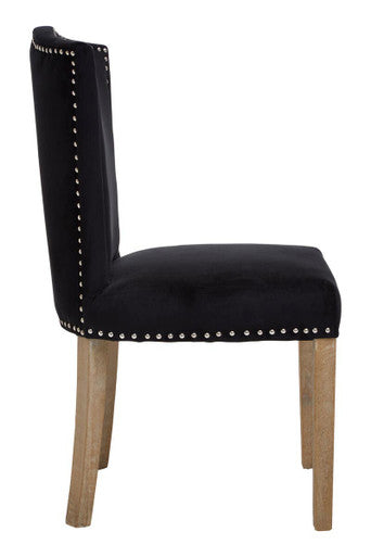 Kensington Townhouse Dining Chair | Black Velvet Curved Back Dining Chair