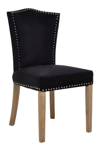 Kensington Townhouse Dining Chair | Black Velvet Curved Back Dining Chair