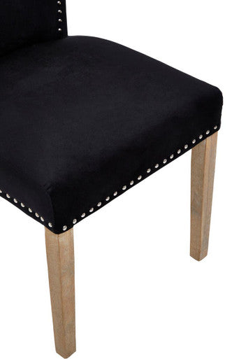 Kensington Townhouse Dining Chair | Black Velvet Curved Back Dining Chair