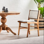 Kendari Dining Chair | Natural Leather and Teak Wood Dining Chair