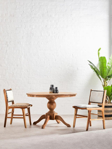 Kendari Dining Chair | Natural Leather and Teak Wood Dining Chair