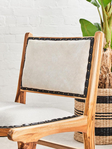 Kendari Dining Chair | Natural Leather and Teak Wood Dining Chair