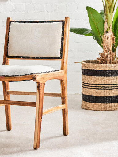 Kendari Dining Chair | Natural Leather and Teak Wood Dining Chair