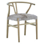 Hazel Dining Chair | Natural Oak Wood and Grey Fur Dining Chair