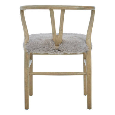 Hazel Dining Chair | Natural Oak Wood and Grey Fur Dining Chair