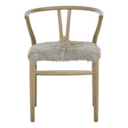 Hazel Dining Chair | Natural Oak Wood and Grey Fur Dining Chair