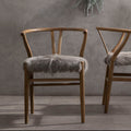 Hazel Dining Chair | Natural Oak Wood and Grey Fur Dining Chair