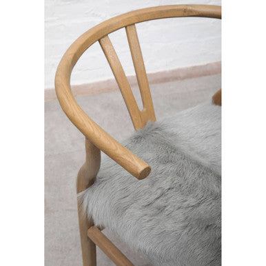 Hazel Dining Chair | Natural Oak Wood and Grey Fur Dining Chair