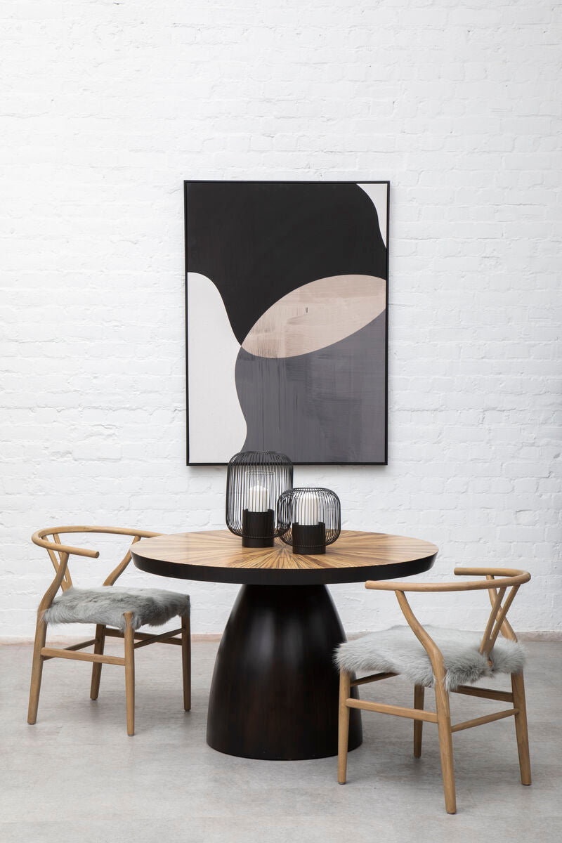 Hazel Dining Chair | Natural Oak Wood and Grey Fur Dining Chair