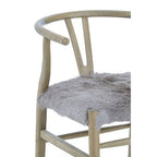 Hazel Dining Chair | Natural Oak Wood and Grey Fur Dining Chair