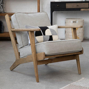 Harry Armchair | Grey Linen and Dark Oak Wood Armchair