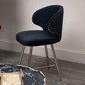 Piermount Black Velvet Bar Chair with Silver Finish Legs