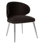 Piermount Dining Chair | Black Velvet Dining Chair with Silver Finish Legs