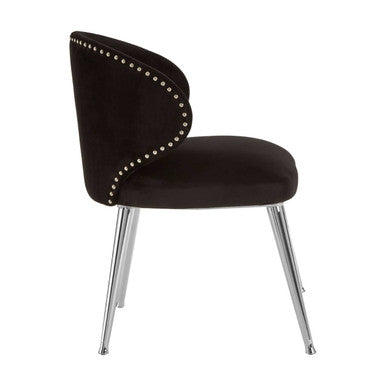 Piermount Dining Chair | Black Velvet Dining Chair with Silver Finish Legs